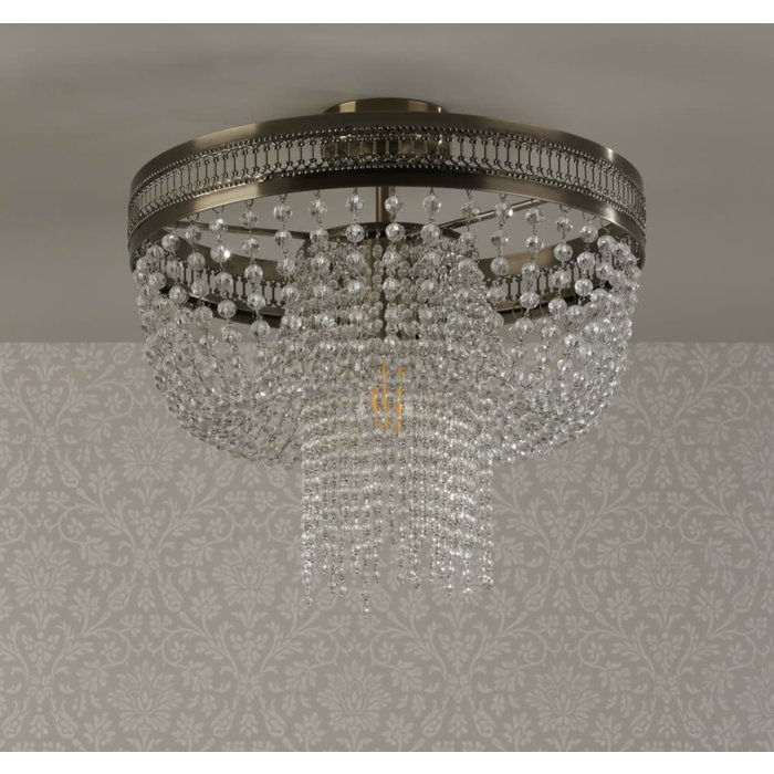 Clara - Antique Brass & Crystal Semi Flush Ceiling Light - Laura Ashley