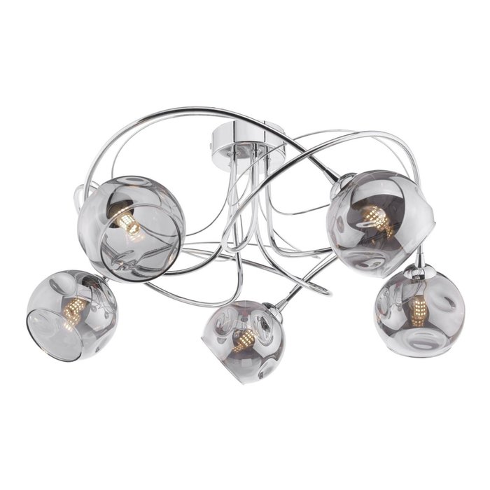 Onni - 5 Light Modern Smoked Glass Low Ceiling Light