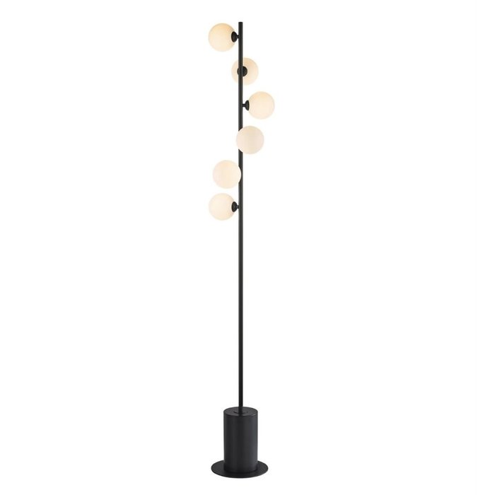 Spirit - 6 Light Floor Lamp Matt Black Opal Glass