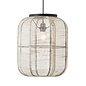 Zara - Medium Square Pendant with Bamboo & Linen Shade