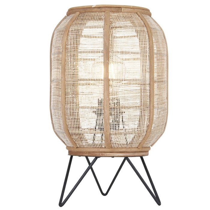 Zara - Table Lamp with Bamboo & Linen Shade