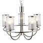 East - 5 Light Nickel Armed Chandelier with Bubble Glass Shades
