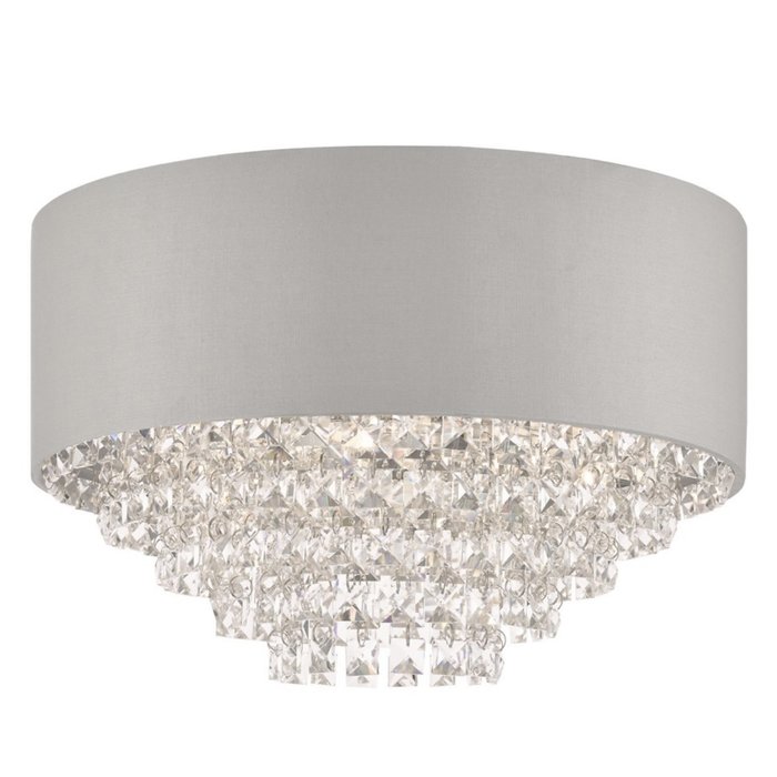 Carrington - 5 Light Grey & Crystal Flush Ceiling Light - Laura Ashley