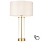 Sina - 3 Stage Touch Table Lamp - Brushed Brass and Vintage White Shade - Large