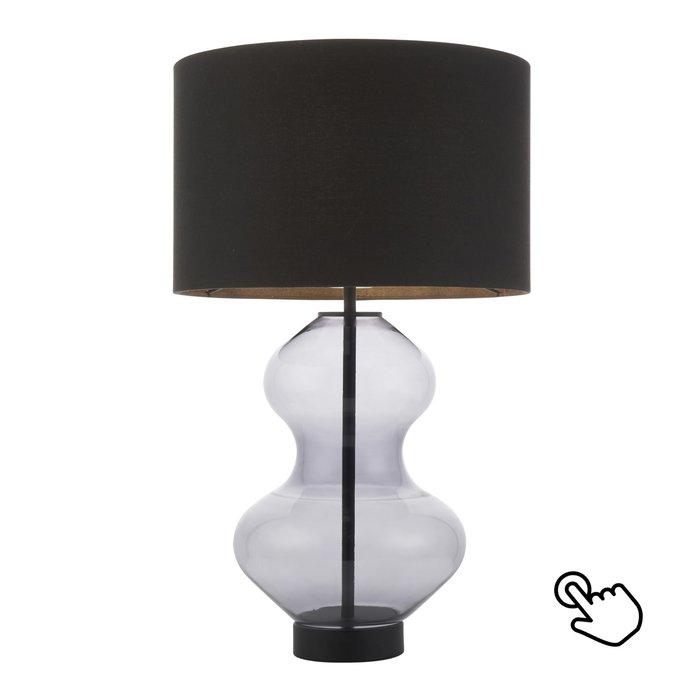 Bettina - Large Glass Touch Table Lamp with Black Shade