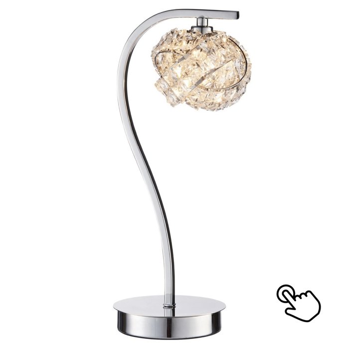 Talya - Clustered Crystal Bands Touch Table Lamp - Polished Chrome