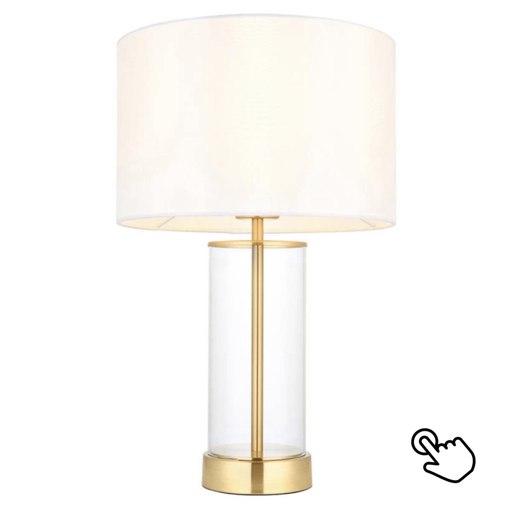 Sina - 3 Stage Touch Table Lamp - Brushed Brass and Vintage White Shad -  Lightbox