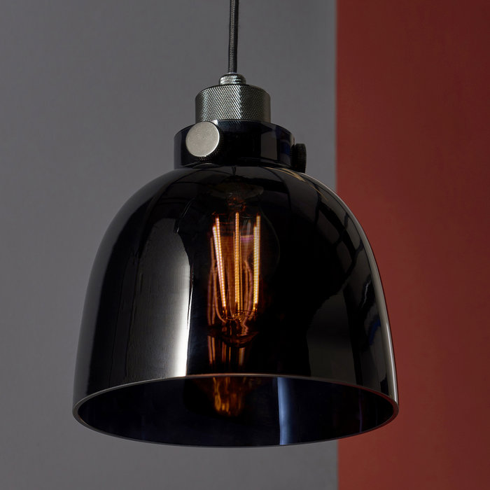 Jet - Modern Black Pendant with Black Tinted Glass Shade