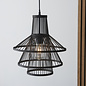 Mina - Black Rattan Tiered Cage Pendant