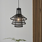 Mina - Black Rattan Tiered Cage Pendant