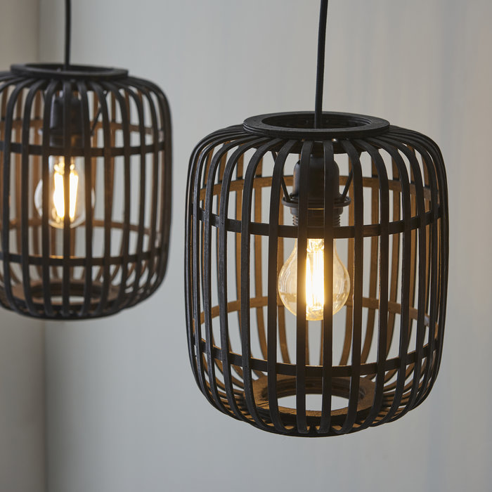 Roman - Black Bamboo 3 Light Linear Pendant