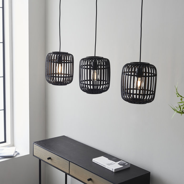 Roman - Black Bamboo 3 Light Linear Pendant