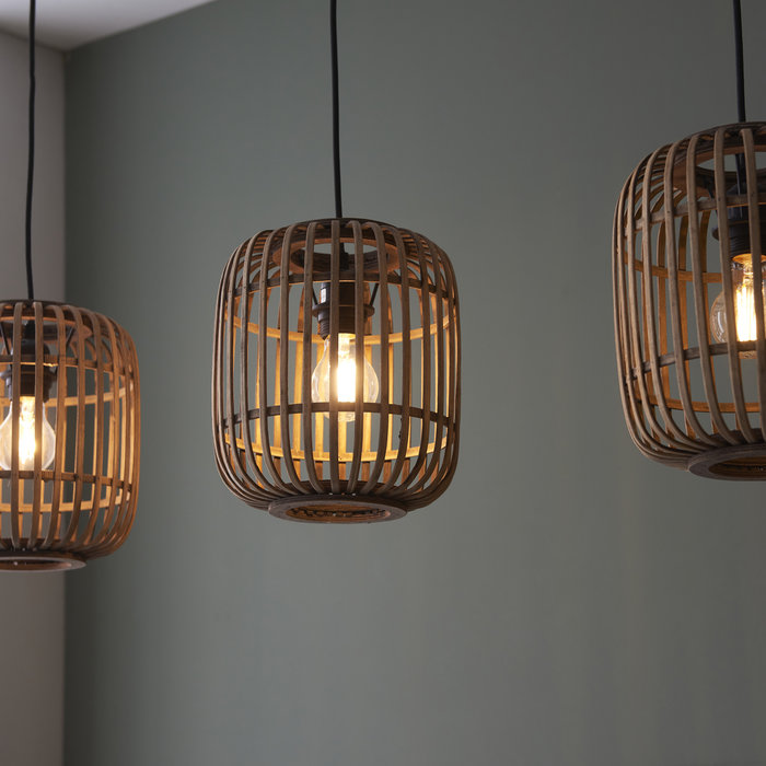 Roman - Natural Bamboo 3 Light Linear Pendant