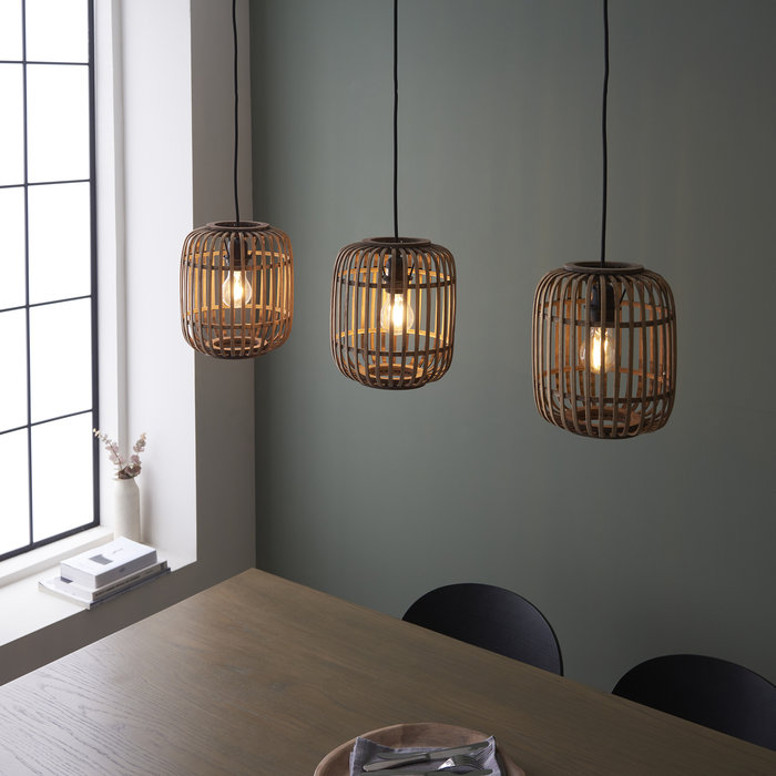 Roman - Natural Bamboo 3 Light Linear Pendant