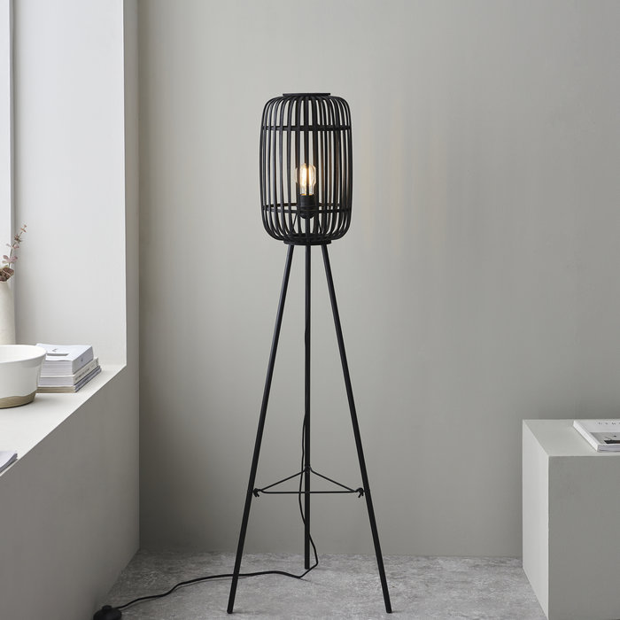 Roman - Black Bamboo Tripod Floor Lamp