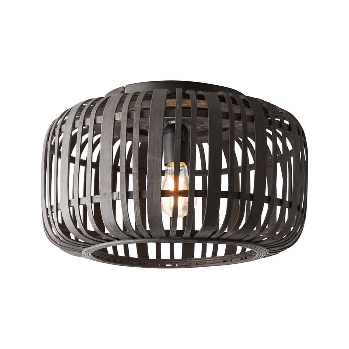 Roman - Black Bamboo Flush Ceiling Light