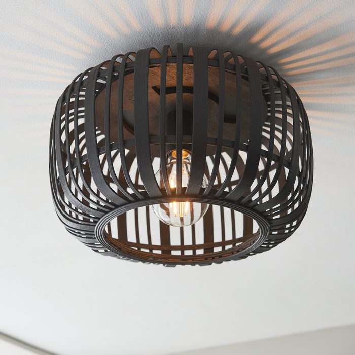 Roman - Black Bamboo Flush Ceiling Light