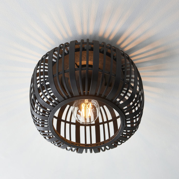 Roman - Black Bamboo Flush Ceiling Light