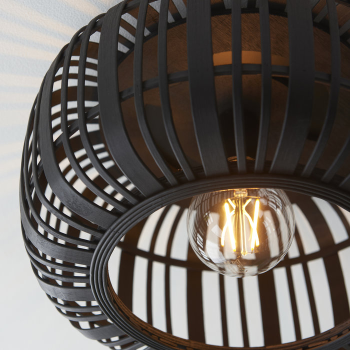 Roman - Black Bamboo Flush Ceiling Light