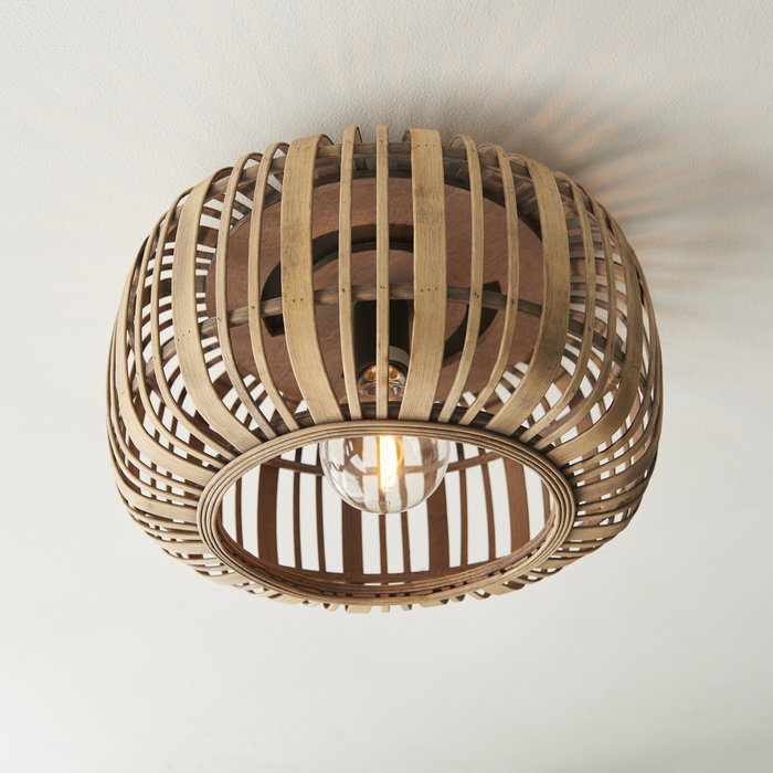 Roman - Natural Bamboo Flush Ceiling Light