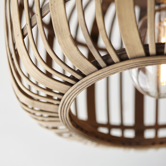 Roman - Natural Bamboo Flush Ceiling Light