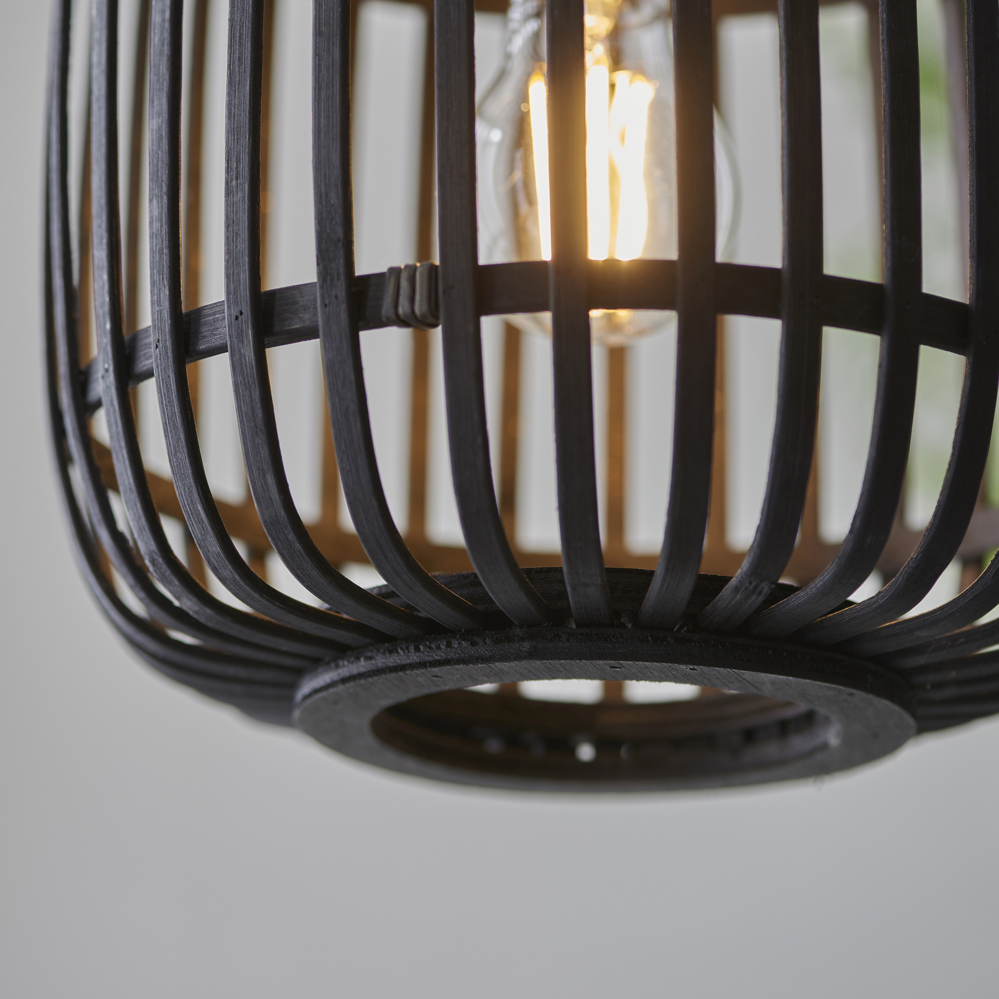 Roman - Black Bamboo Flush Ceiling Light - Lightbox