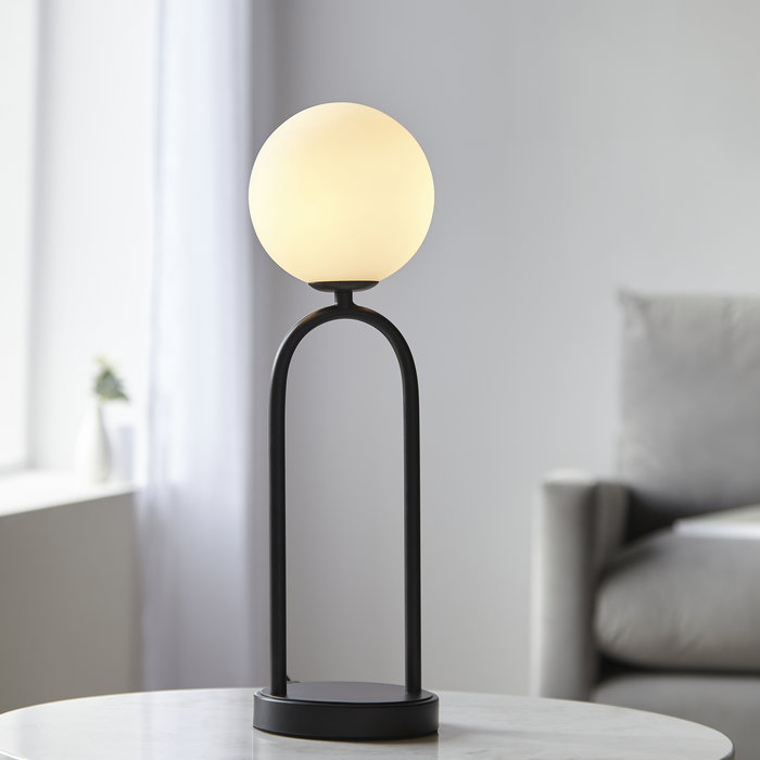 Matif - Black and Opal Glass Table Lamp