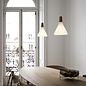 Nari - White Metal and Wood Scandi Pendant - Small