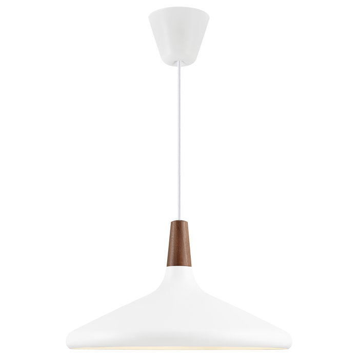 Nari - White Metal and Wood Scandi Pendant - Large