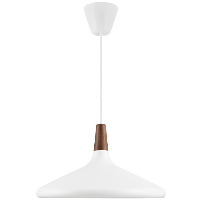 Nari - White Metal and Wood Scandi Pendant - Large