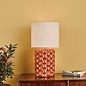Cloch - Ceramic Orange Glazed Table Lamp with Linen Shade