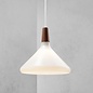 Nari - White Glass and Wood Scandi Pendant - Medium