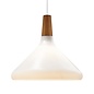 Nari - White Glass and Wood Scandi Pendant - Medium