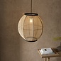 Zara - Large Round Pendant with Bamboo & Linen Shade