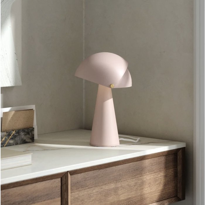 Cowl - Rose Pink Scandi Table Lamp with Adjustable Shade