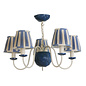 Bodkin - 5 Light Pendant Persian Blue & Striped Indigo Shades - David Hunt