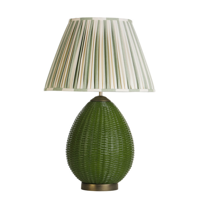 Lombok Table Lamp - Juniper Green with Striped Shade - David Hunt