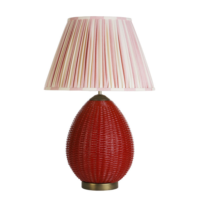 Lombok Table Lamp - Strawberry Red with Striped Shade - David Hunt