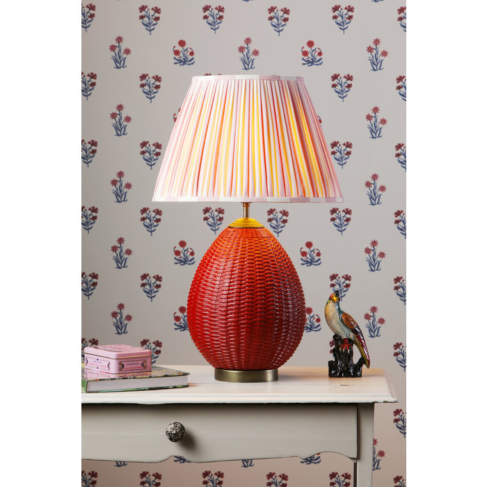 Lombok Table Lamp - Strawberry Red with Striped Shade - David Hunt