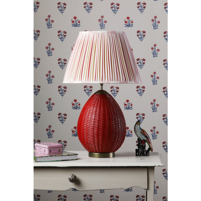 Lombok Table Lamp - Strawberry Red with Striped Shade - David Hunt