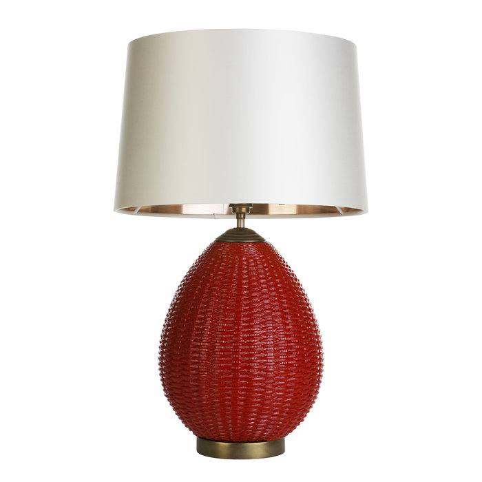 Lombok Table Lamp - Strawberry Red with Ivory Shade - David Hunt