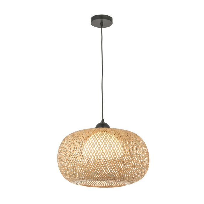 Mali - Inner Glass and Outer Bamboo Shade Pendant