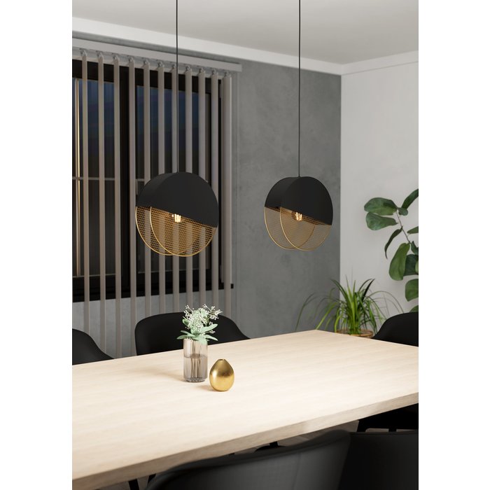 Umble - Black and Gold Modern 2 Light Linear Pendant