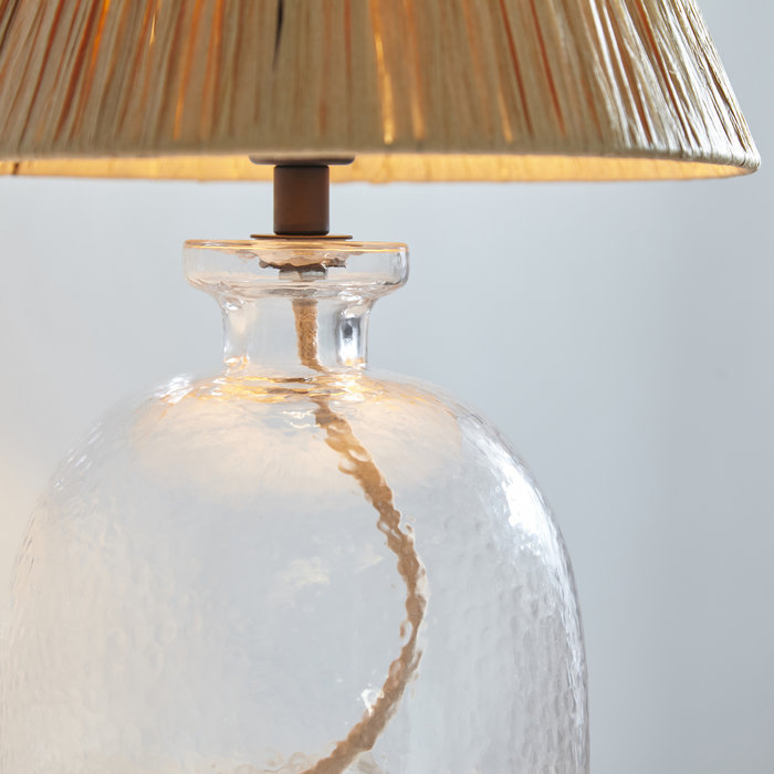 Lila - Textured Glass and Hand Wrapped Raffia Shade Table Lamp