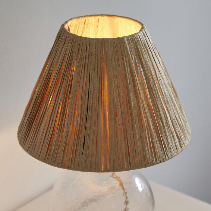 Lila - Textured Glass and Hand Wrapped Raffia Shade Table Lamp