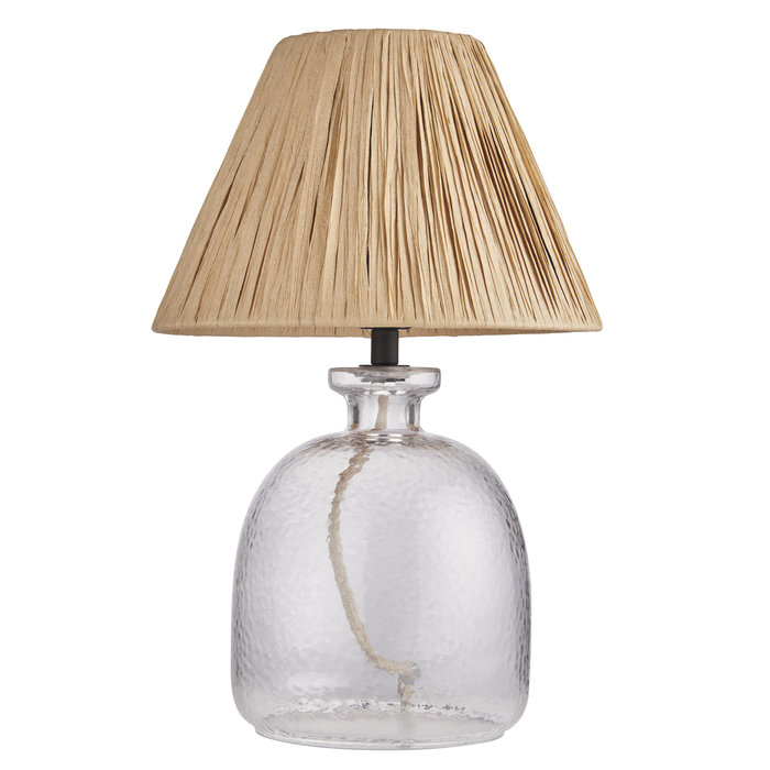 Lila - Textured Glass and Hand Wrapped Raffia Shade Table Lamp