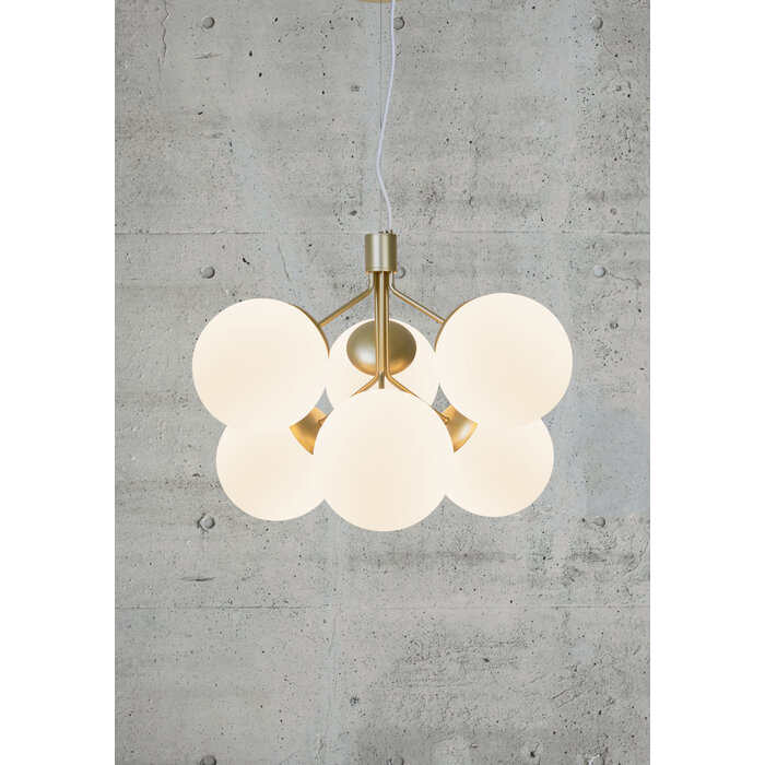 Ivoni - Brass & Opal 6 Light Pendant - Scandi Lighting