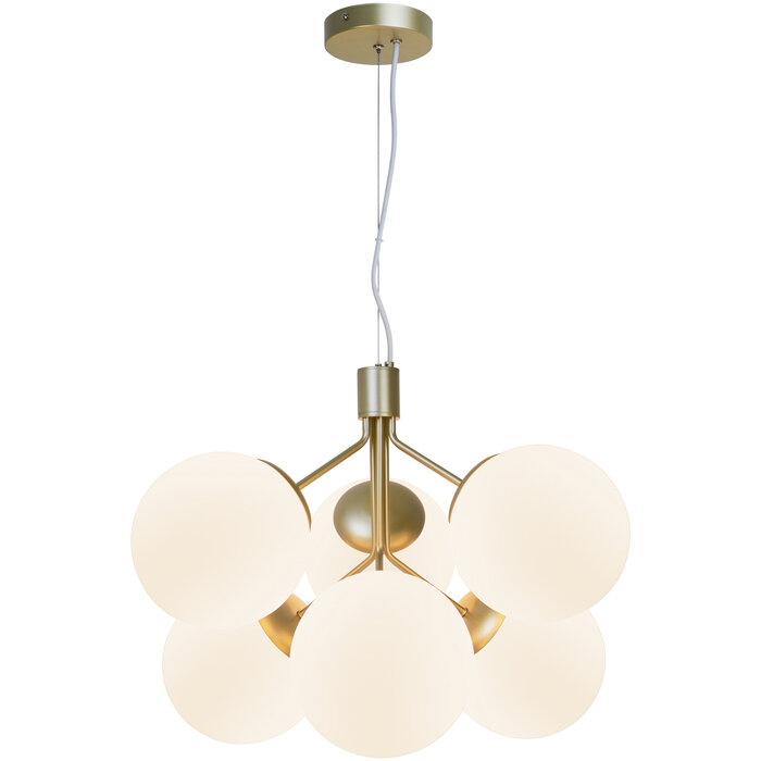 Ivoni - Brass & Opal 6 Light Pendant - Scandi Lighting