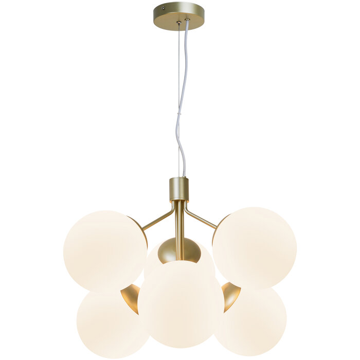 Ivoni - Brass & Opal 6 Light Pendant - Scandi Lighting