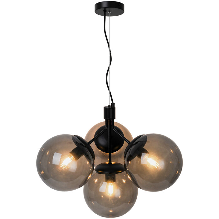 Ivoni - Black & Smoked 4 Light Pendant - Scandi Lighting